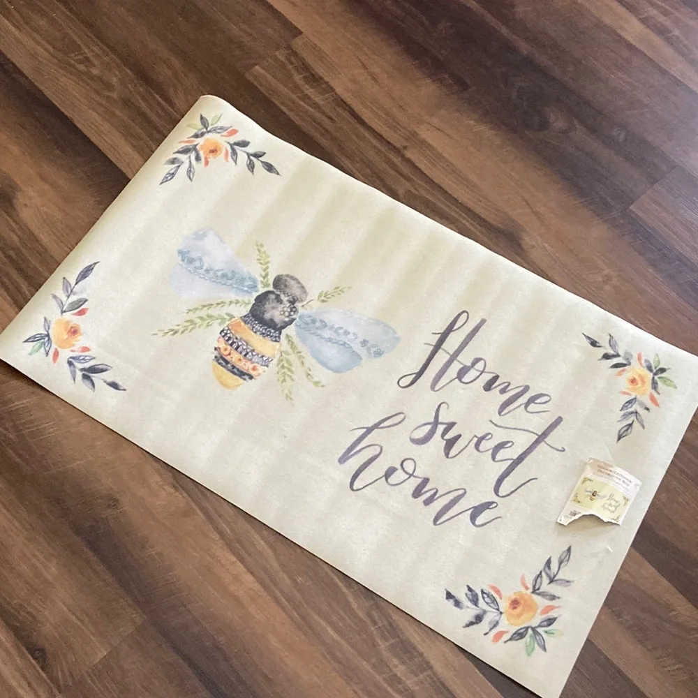 NEW! Cottage Farmhouse Queen Honey Bee Home Sweet Home Welcome Door Matt Rug